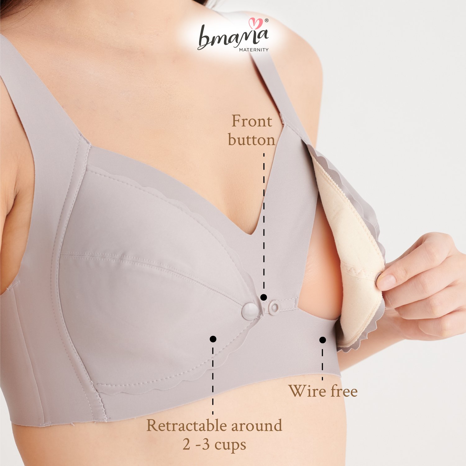 Front open button ultra-thin style breast feeding bra Bmama Embroidery Lux Latex Front-Button Nursing Bra with adjusted-straps