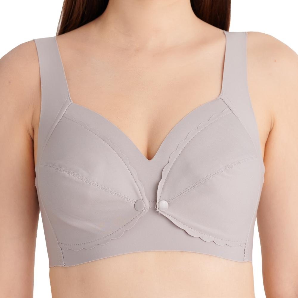 Front open button ultra-thin style breast feeding bra Bmama Embroidery Lux Latex Front-Button Nursing Bra with adjusted-straps