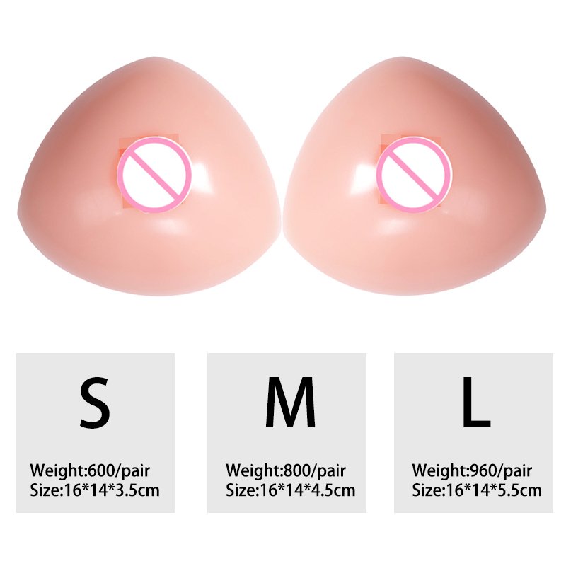 Triangular medical grade silicone adhesive and non-adhesive breast models realistic false breast form crossdresser breast form