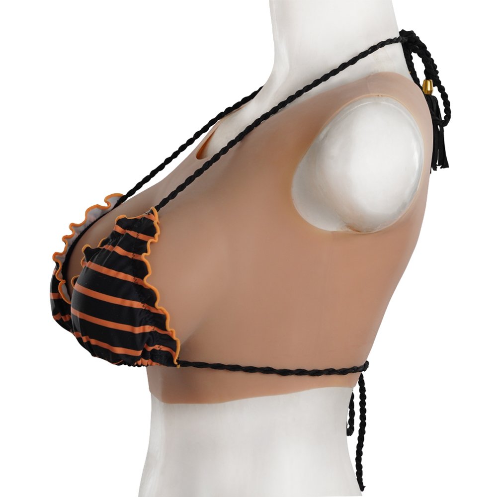 URCHOICE Artificial Low neck soft comfortable Realistic Silicone Breast Forms Fake Boobs for Crossdresser Drag Queen Shemale