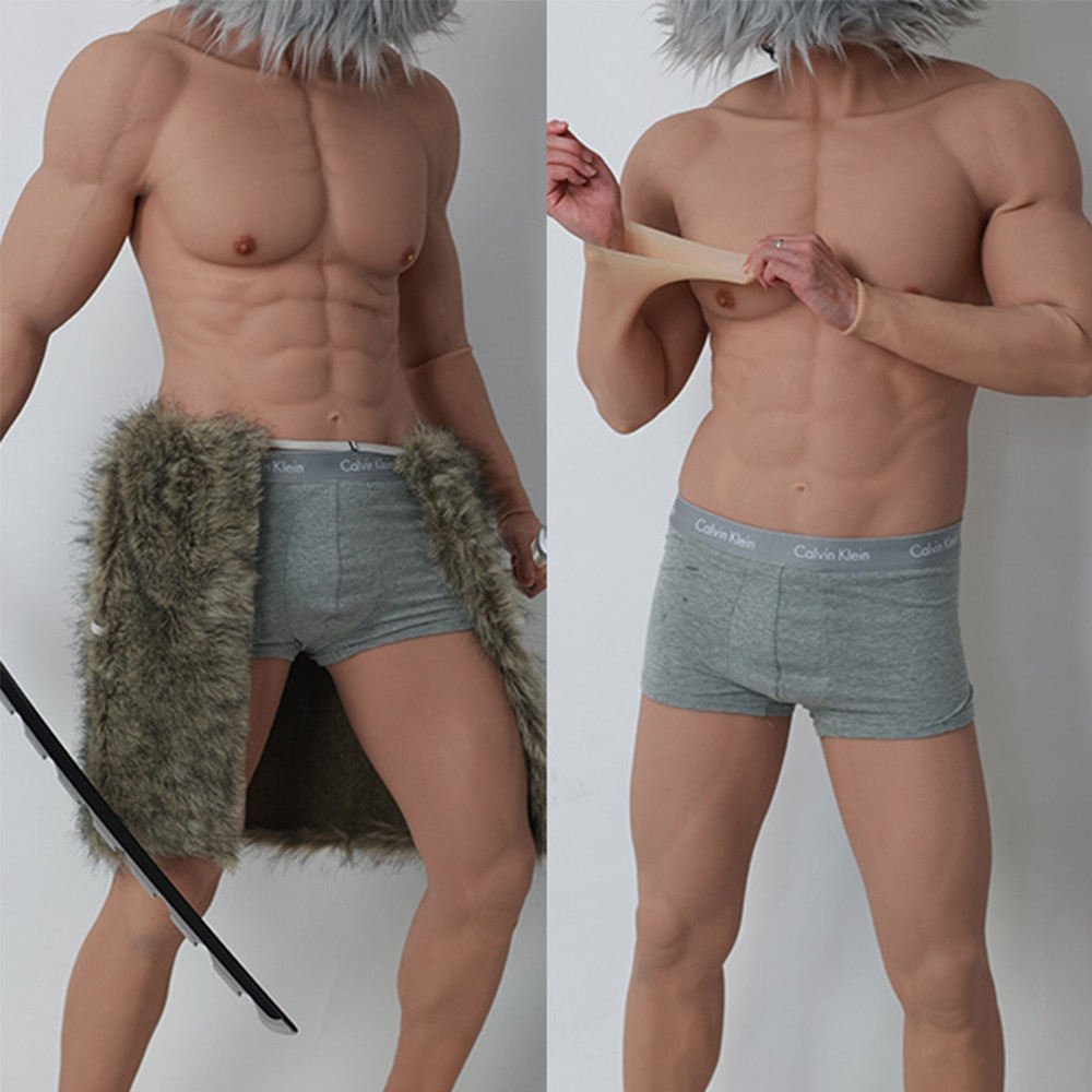 Upgraded Silicone Realistic Muscles Vest Suit Full Body Artificial Abdominal and Breast Form for Party Cosplaying