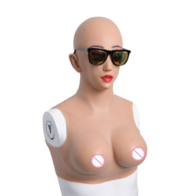 Cosplay Silicone Head Mask Breast Forms Hand-Made Masks Breastplate for Transgender with Makeup/Without Makeup
