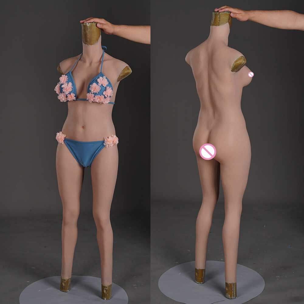 Crossdresser Cosplay Costume Aritificial Soft Silicone Body Suit With False Breast Female Vagina Pussy For Male To Female