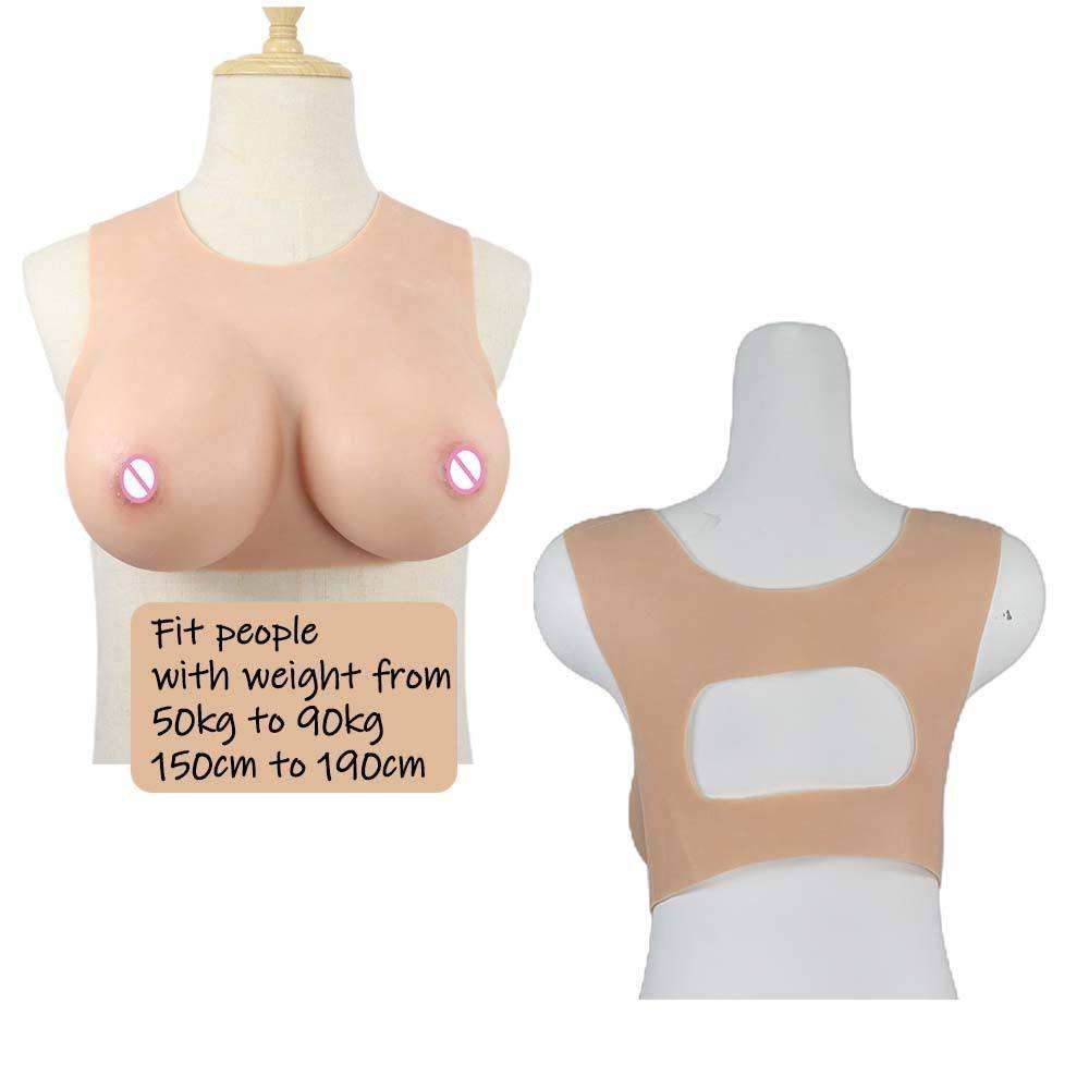 B-I Cup Artificial Big Tits Silicone Breast Plate Boobs Breast Forms Low Neck Breast Prosthesis Cosplay Crossdresser