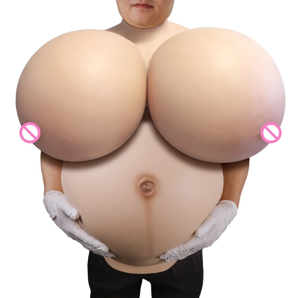 Silicone Fack Huge Breast Form ZZZ Cup and Realistic Pregnant Belly L Size Fills Cotton Pregnancy Twins False Boobs Cosplay