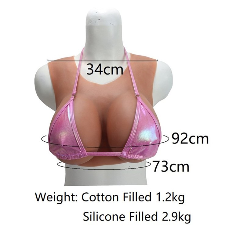 Silicone Breast E Cup Cotton Filled Breast Forms Artifical Big Boobs for Shemale Crossdresser Drag Queen Trangender