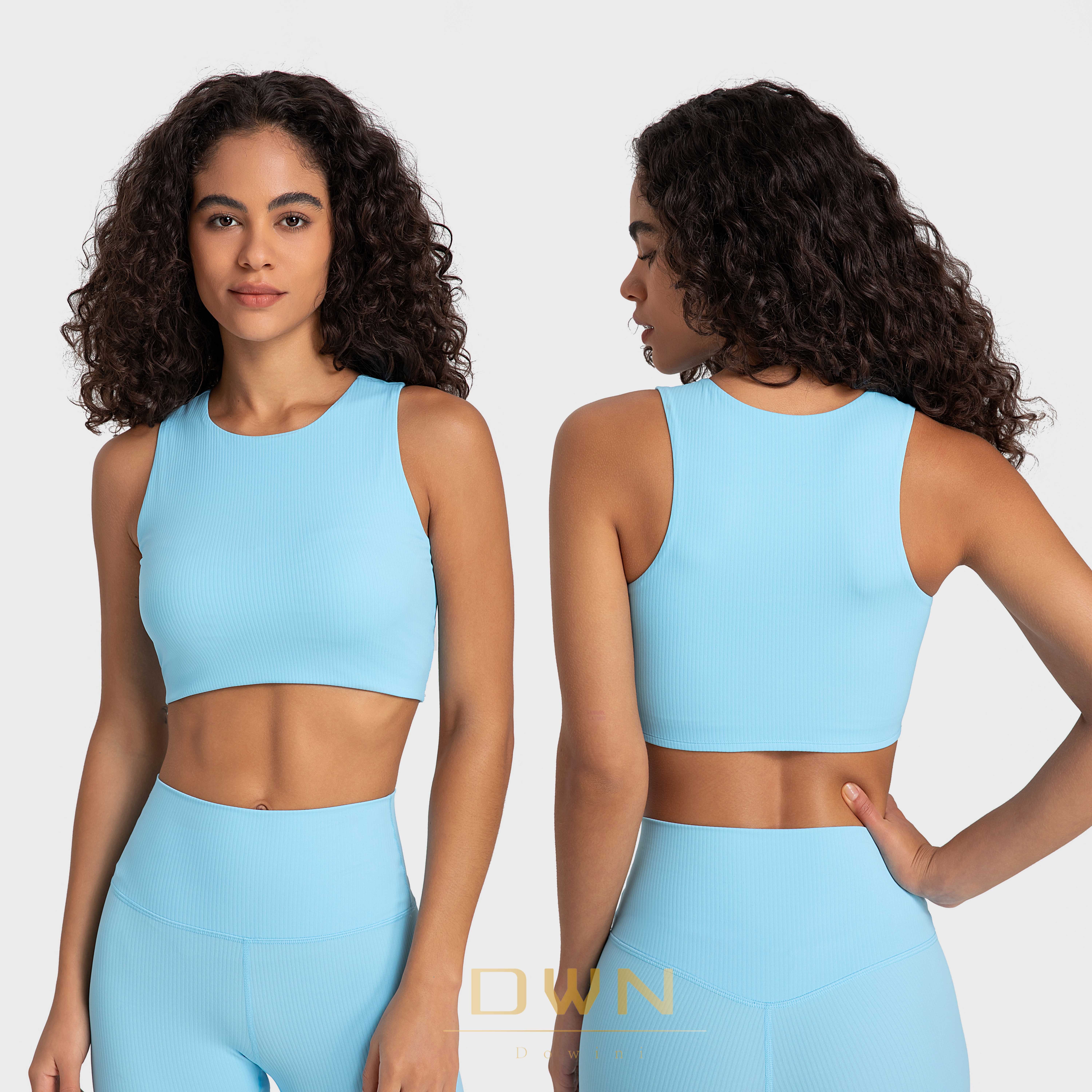 New High quality Stripped Rib High Neck Covering side Breast Sports Bra High Strength Shockproof Upholding Yoga Sports Bra