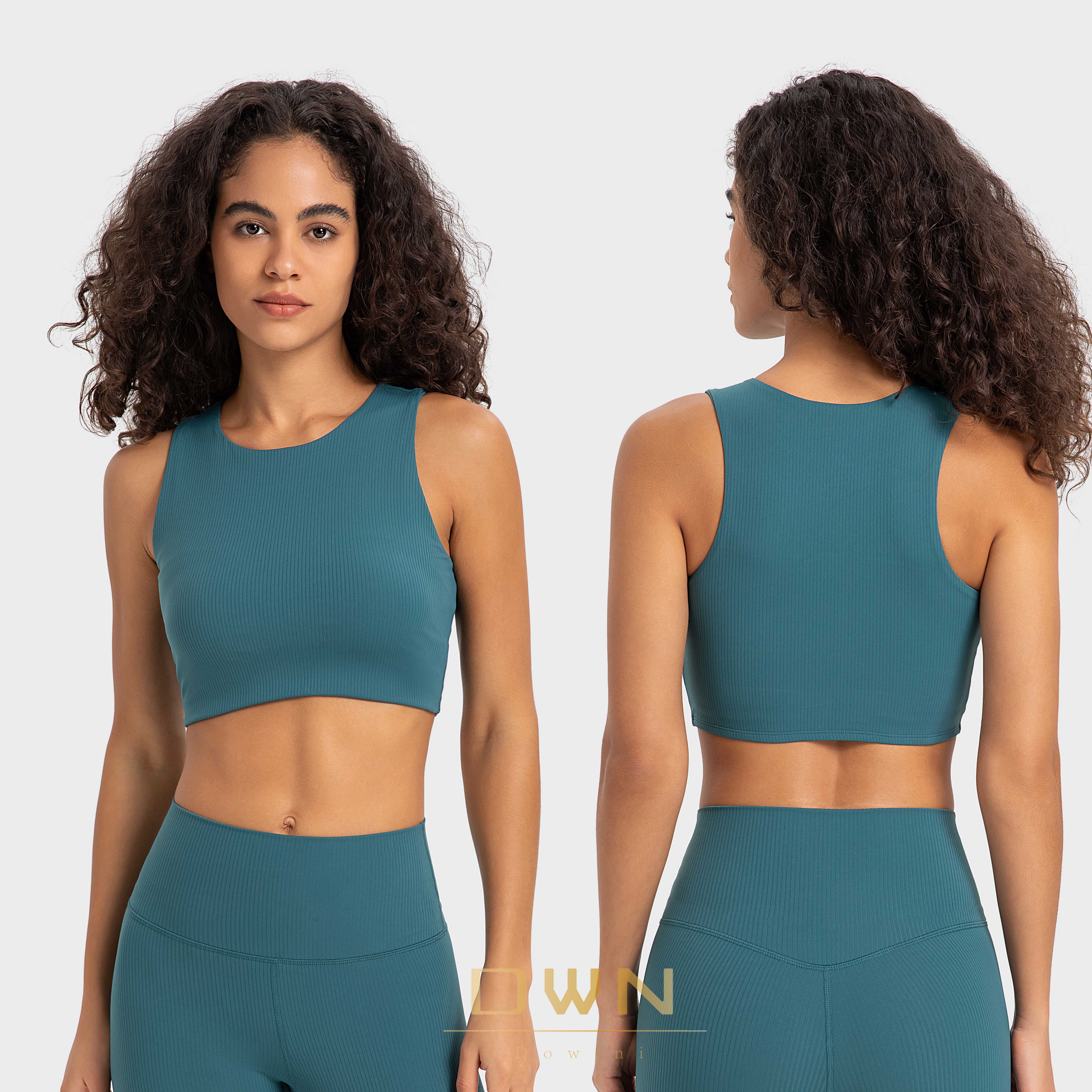 New High quality Stripped Rib High Neck Covering side Breast Sports Bra High Strength Shockproof Upholding Yoga Sports Bra