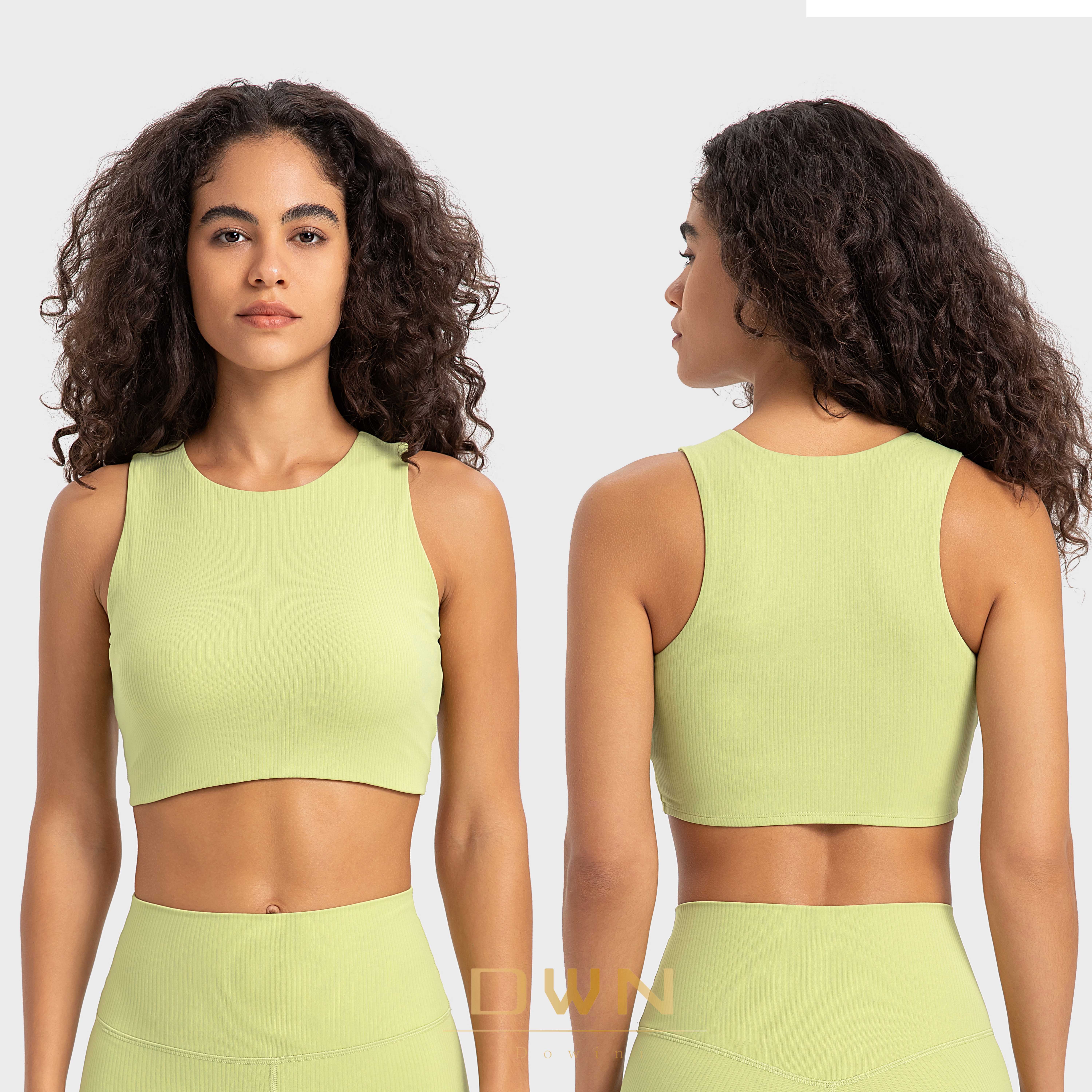New High quality Stripped Rib High Neck Covering side Breast Sports Bra High Strength Shockproof Upholding Yoga Sports Bra