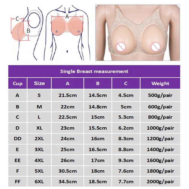 Strap-on Full Silicone Breast Forms with Bra False Boobs for Drag Queen