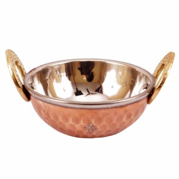 Steel Copper Kadai Finishing Copper Polish Round Shape