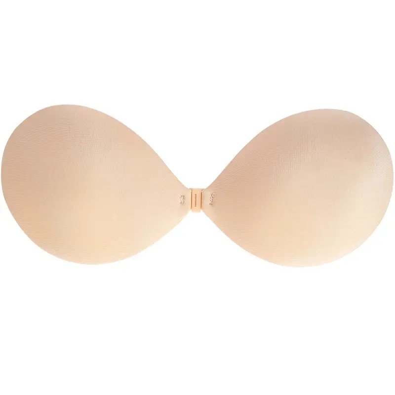 Factory wholesale strapless reusable push up sticky invisible bra for deep V dresses