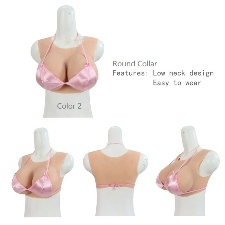 Silicone Breast Form Round Collar Breastplate Artificial Breast for Crossdresser Transgender Drag Queen Shemale
