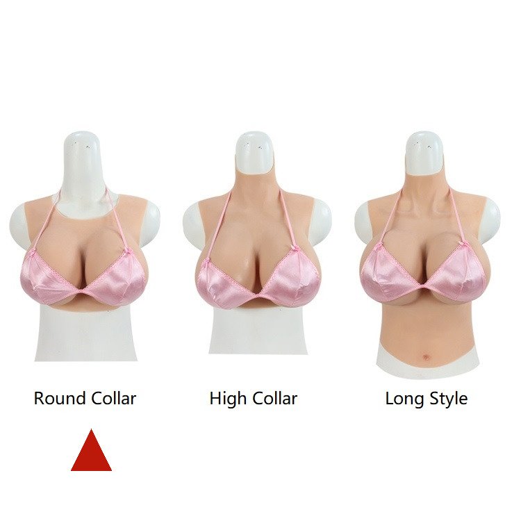 Silicone Breast Form Round Collar Breastplate Artificial Breast for Crossdresser Transgender Drag Queen Shemale