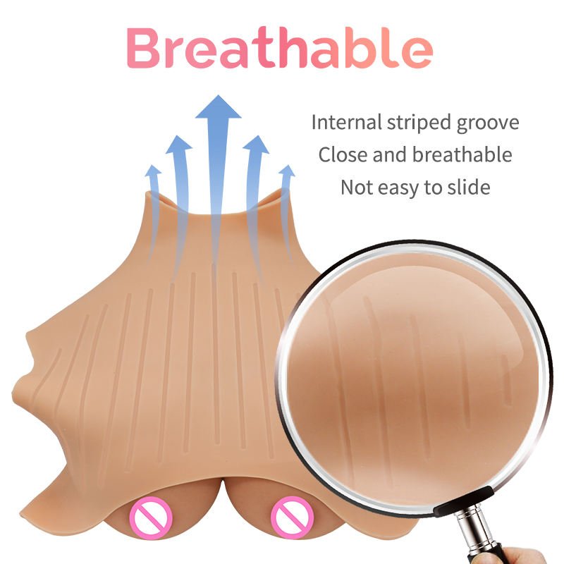 Breathable False Boobs Realistic Silicone Breast Big Boobs Cup With Collarbone For Trans Drag Queen Cosplay Costume