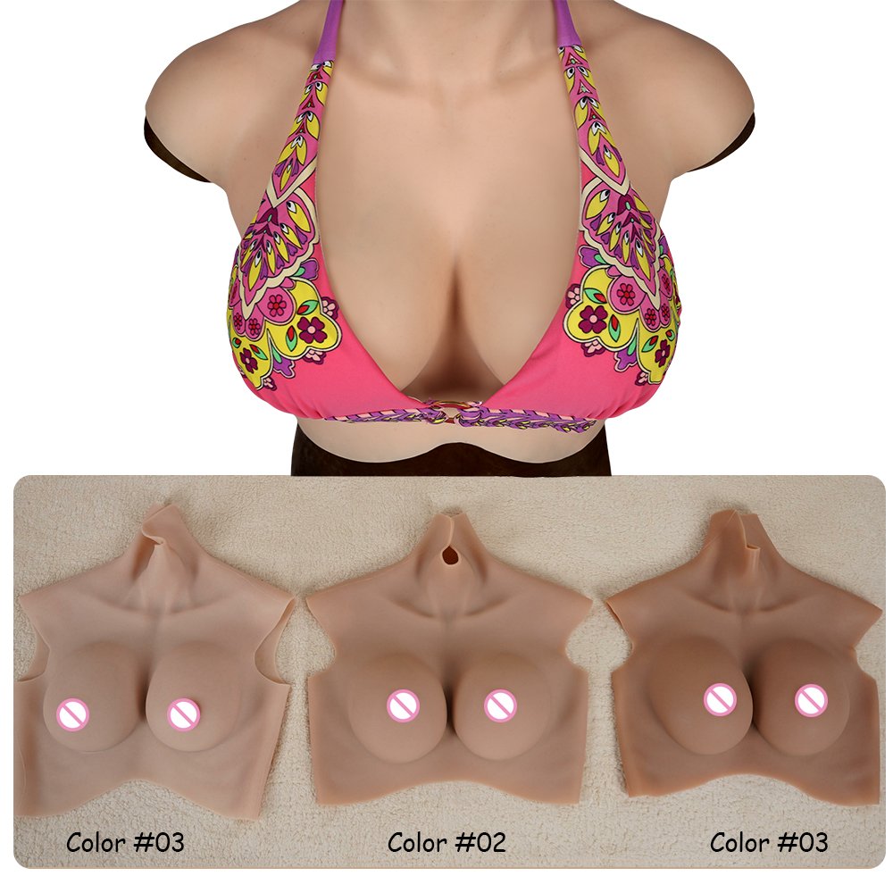 URCHOICE full cup soft natural artificial waterdrop realistic false breast plate silicone big fake breast men for CD TD