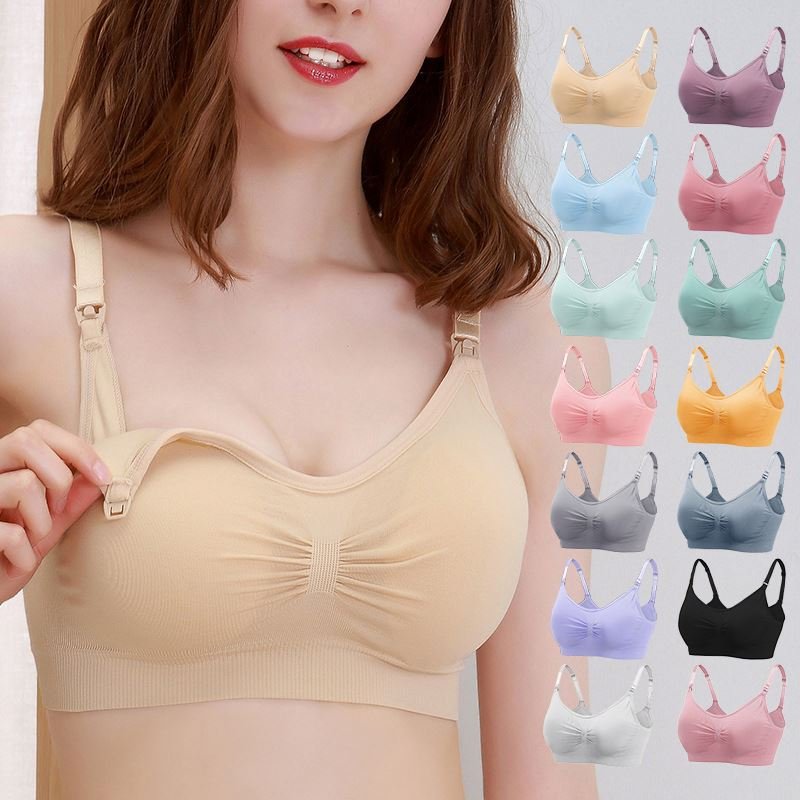 Wireless Jelly Strip Soft Support Seamless Laser Cut Front Closure Breastfeeding Maternity Nursing Bras