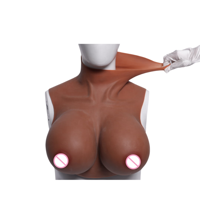Brown Color E Cup Breast Prosthetics Silicone Boobs Crossdressers Realistic Nipple Cover Bra for tansgender