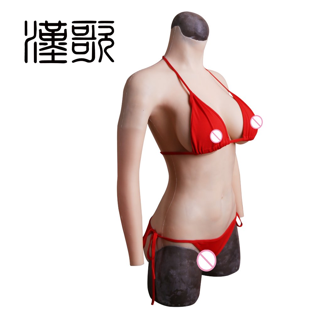 L Size Swimsuit with Liquid Silicone Filling and Sleeves Vagina Crossdresser Silicone Female Skin Transgender Bodysuit