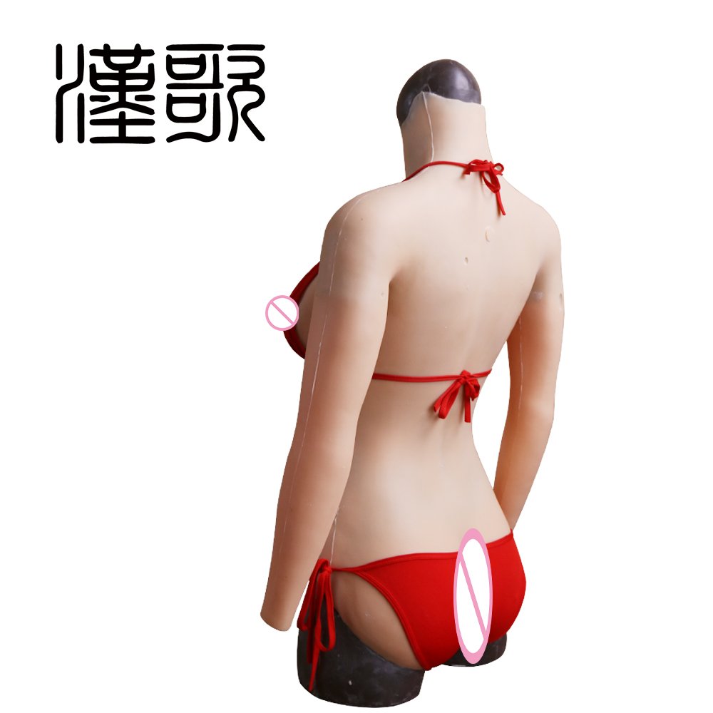 L Size Swimsuit with Liquid Silicone Filling and Sleeves Vagina Crossdresser Silicone Female Skin Transgender Bodysuit