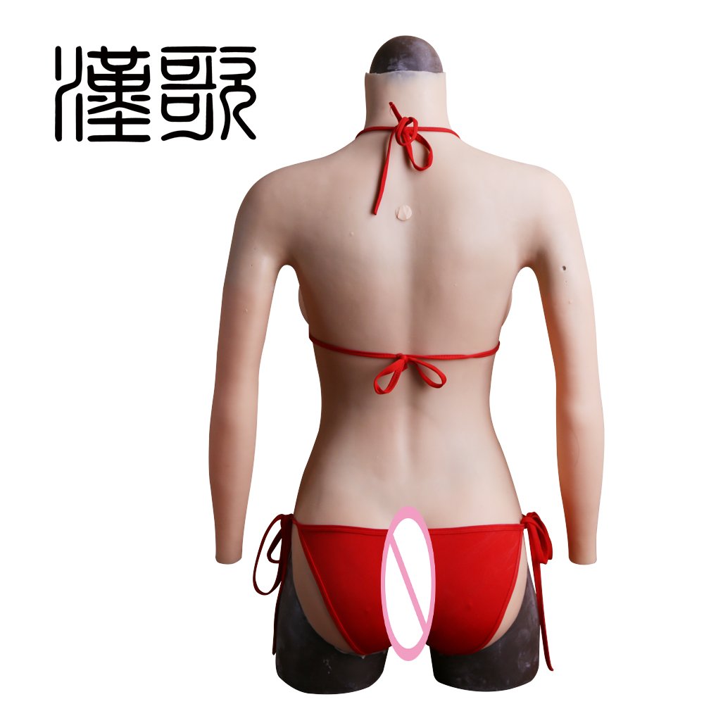 L Size Swimsuit with Liquid Silicone Filling and Sleeves Vagina Crossdresser Silicone Female Skin Transgender Bodysuit