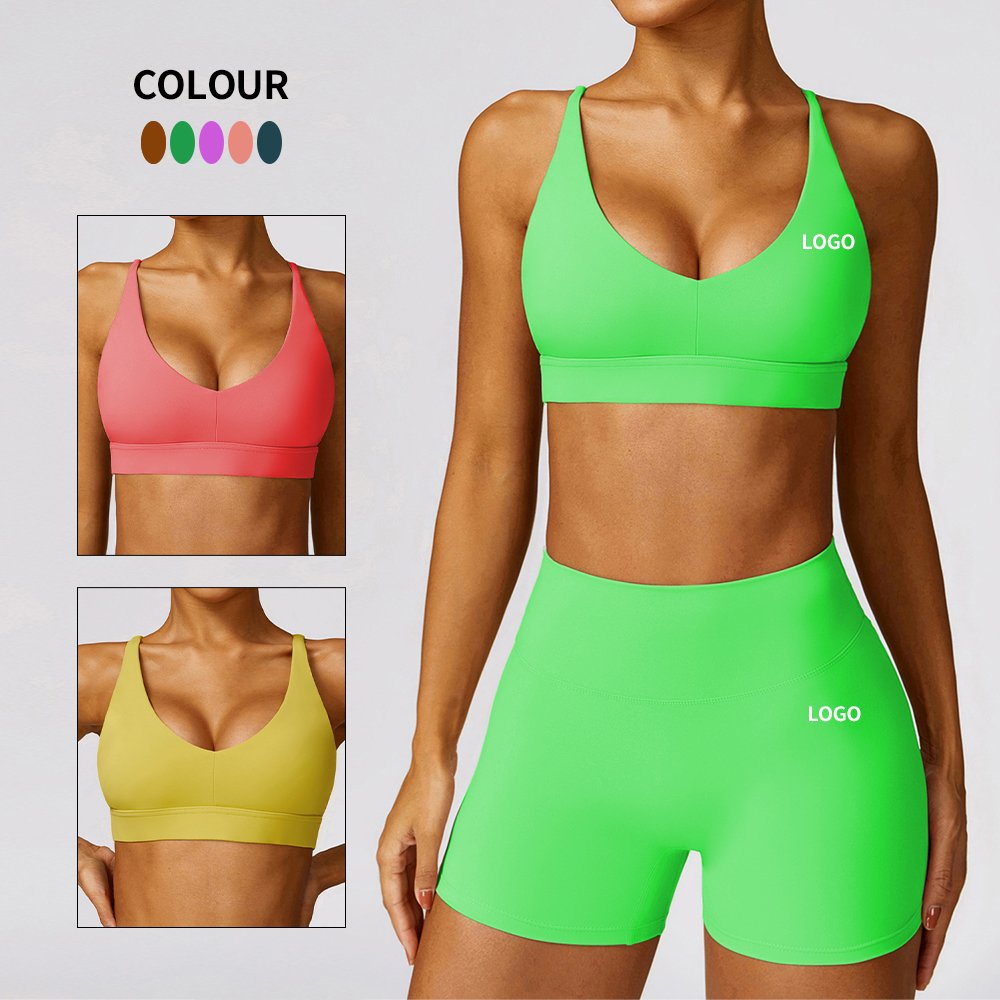 Customization Women Soft Cross Back Yoga Bra Blank Sports Top Gym Fitness Sets Workout Women Sport Bra