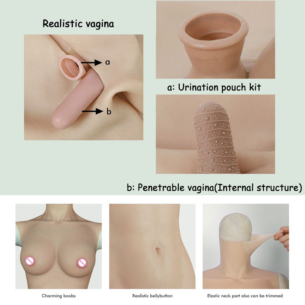 Cosplay Real Skin C cup Silicone Body Suit with Giant Boobs High-Simulation Breast Forms for Cosplayer Drag Queen Transvestite