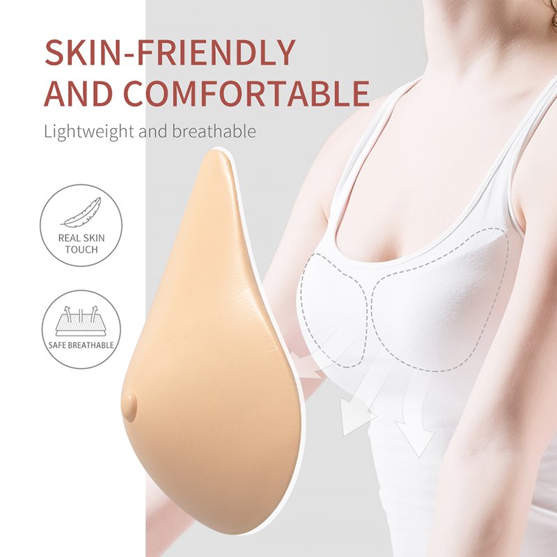 ONEFENG One Piece Silicone Breast Forms Mastectomy Prosthesis Concave Bra Pad Breast Ehancers