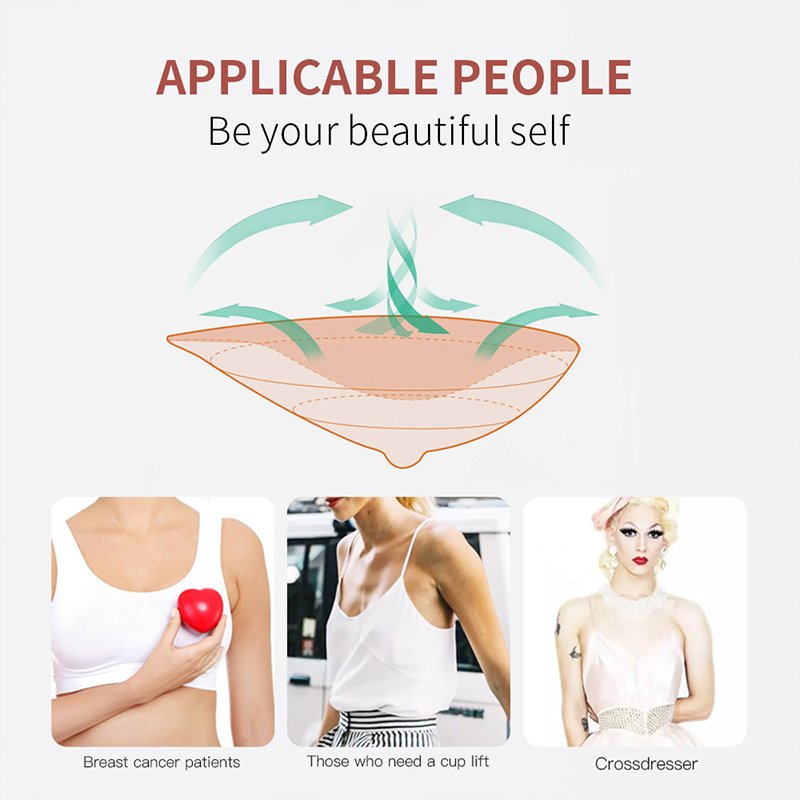 ONEFENG One Piece Silicone Breast Forms Mastectomy Prosthesis Concave Bra Pad Breast Ehancers