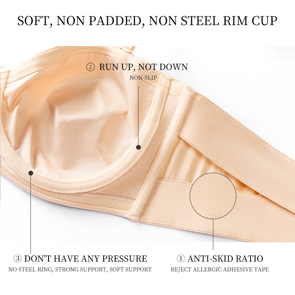 Wholesale women's plus size strapless bra Seamless Sexy Style thin cup anti slip push up comfortable strapless bra