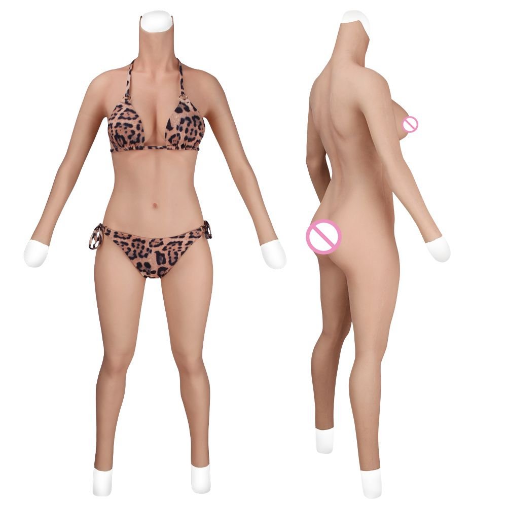 E cup silicone boobs jumpsuit meme one piece seamless bodysuit for crossdresser drag queen bosom form false pussy without zipper