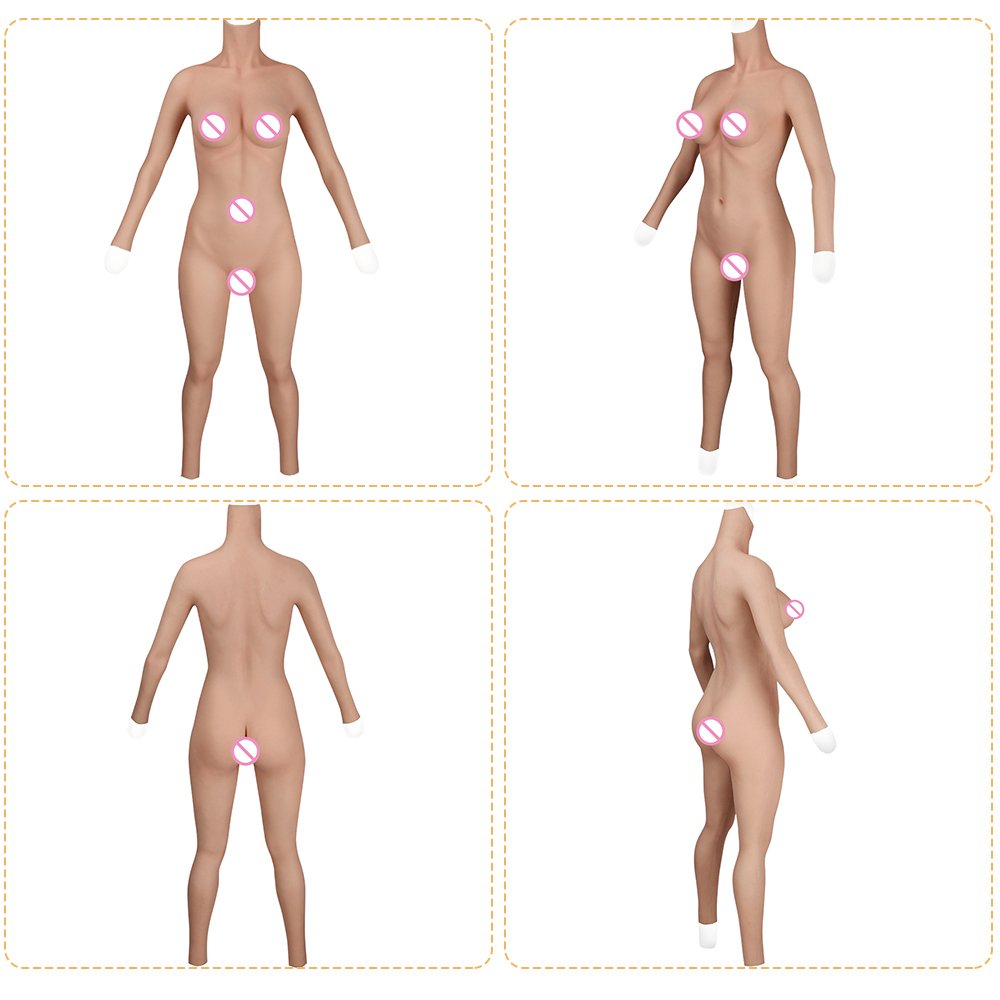E cup silicone boobs jumpsuit meme one piece seamless bodysuit for crossdresser drag queen bosom form false pussy without zipper