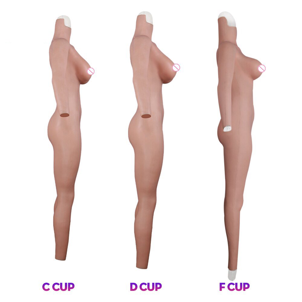 E cup silicone boobs jumpsuit meme one piece seamless bodysuit for crossdresser drag queen bosom form false pussy without zipper