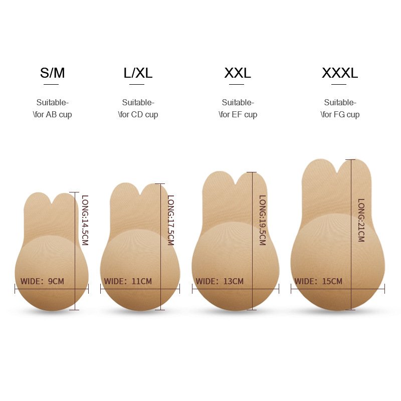 Silicone Adhesive Waterproof Push Up Sticky Bra Rabbit Ear Wonder Bra Plus Size Big Boobs Strapless Invisible Bra Pasties