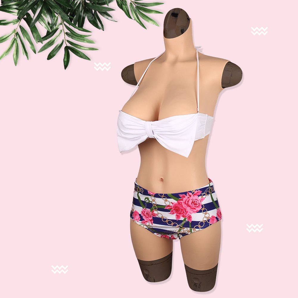 Silicone Female Faux Fullbody Suit Short Pants CD TD Transgender Pussy Breast Form Crossdresser Bodysuit