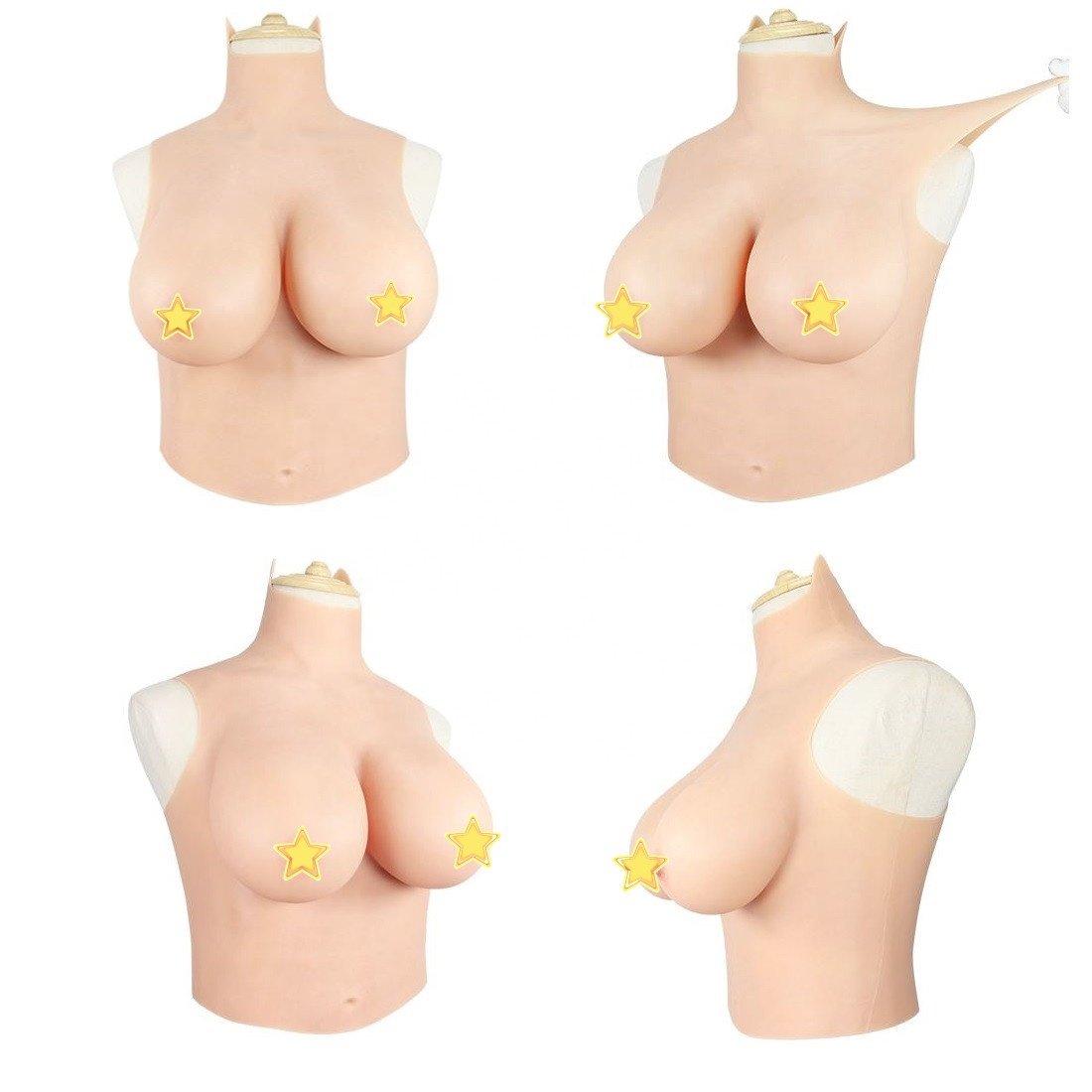 Silicone Breast Forms High Collar with Navel Artificial Breast Forms for Crossdresser Transgender Drag Queen Shemale