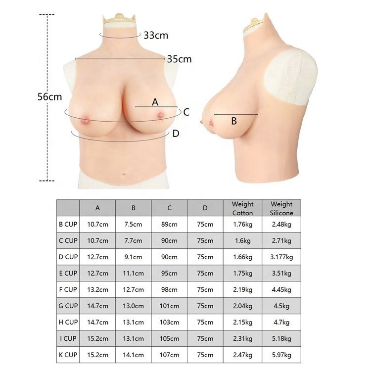 Silicone Breast Forms High Collar with Navel Artificial Breast Forms for Crossdresser Transgender Drag Queen Shemale