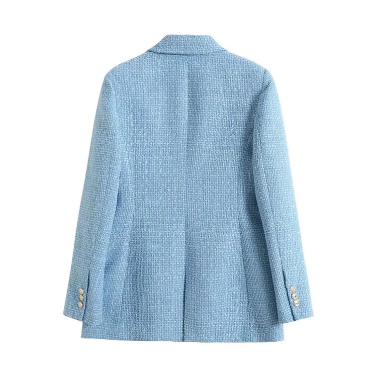 custom design women coat casual light blue jacket elegant ladies suit