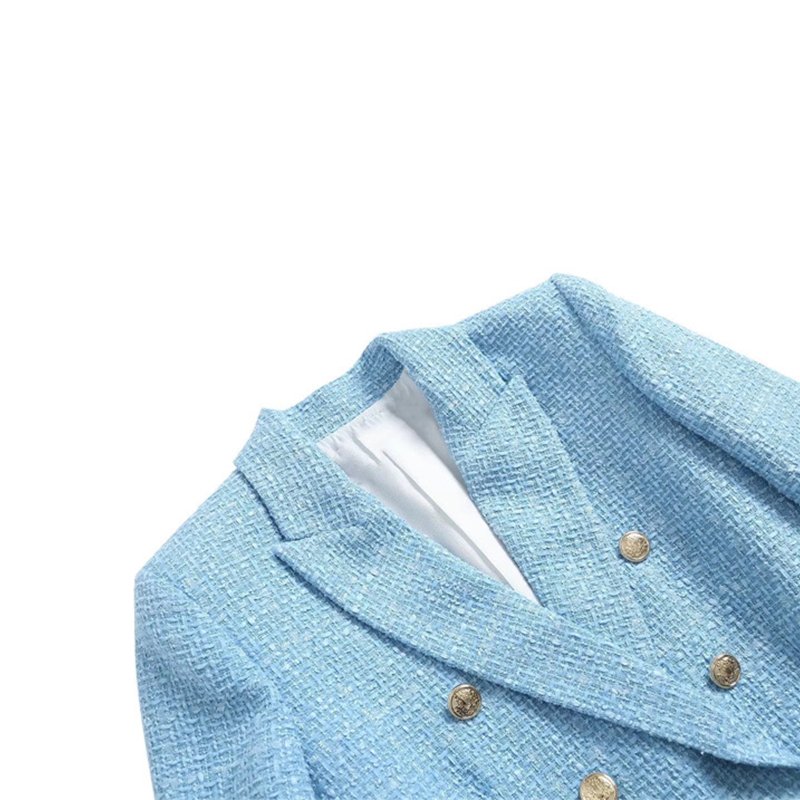 custom design women coat casual light blue jacket elegant ladies suit