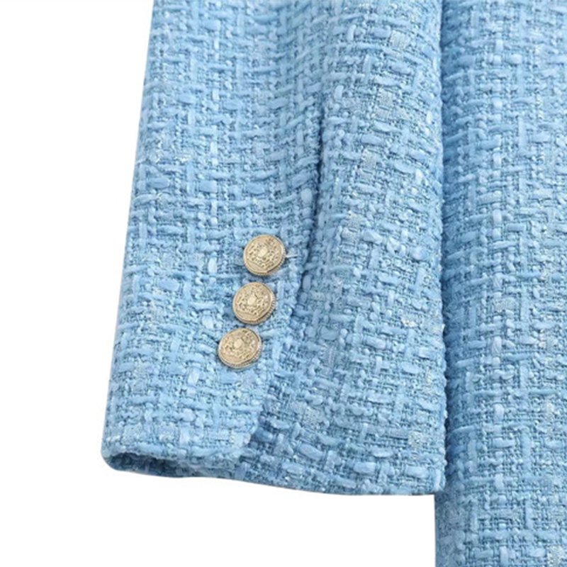 custom design women coat casual light blue jacket elegant ladies suit