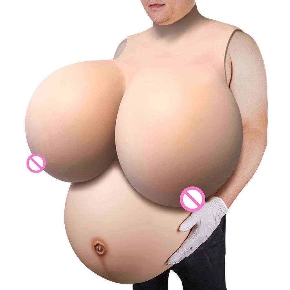 URCHOICE Film Props realistic Silicone Breast With Pregnant Belly Big Boobs DIY Crossdress for Cosplay Transgender