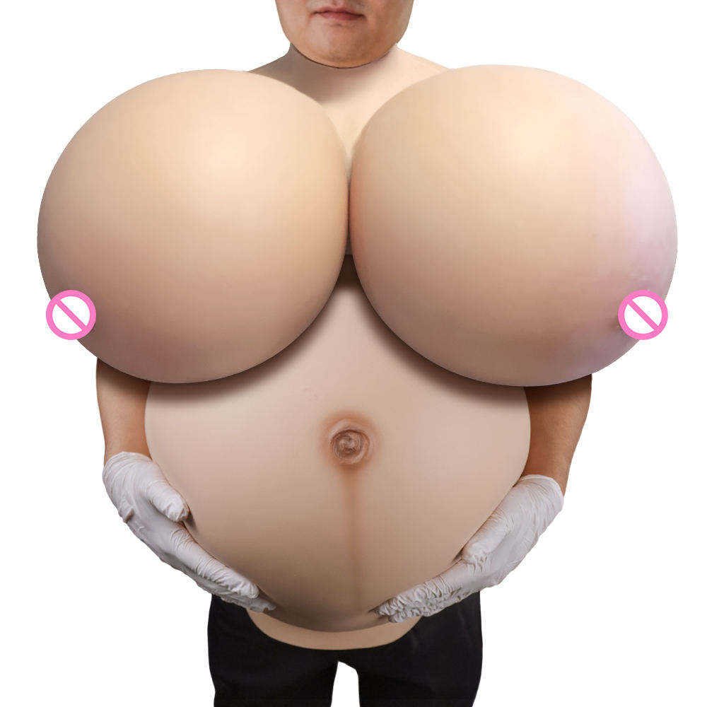 URCHOICE Film Props realistic Silicone Breast With Pregnant Belly Big Boobs DIY Crossdress for Cosplay Transgender