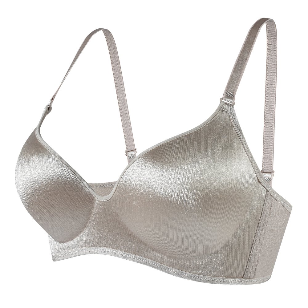 PengSheng Rib Shining Ice Silk Push Up Lightweight Wireless One Piece Forming Soft Bra Bralette for Women