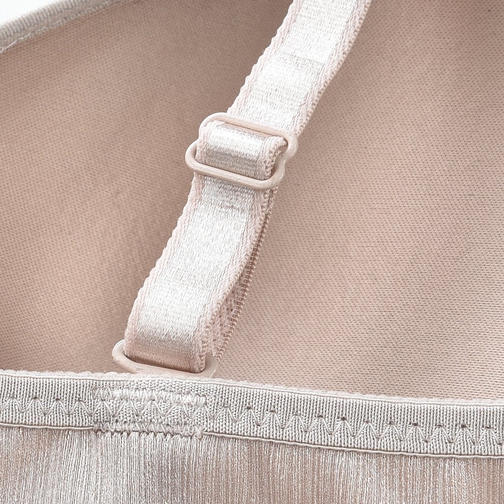 PengSheng Rib Shining Ice Silk Push Up Lightweight Wireless One Piece Forming Soft Bra Bralette for Women
