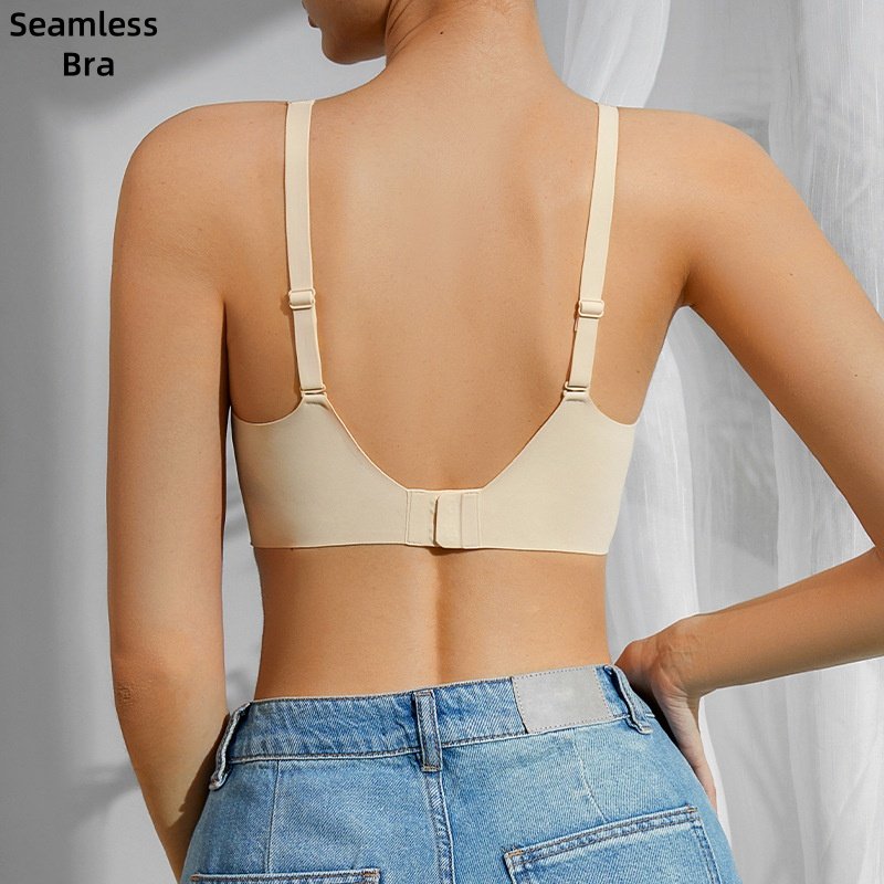 New Custom Logo morandi color women's seamless bra thin 3D Jelly strip ice silk Large size push up bra Wireless Bras For Women