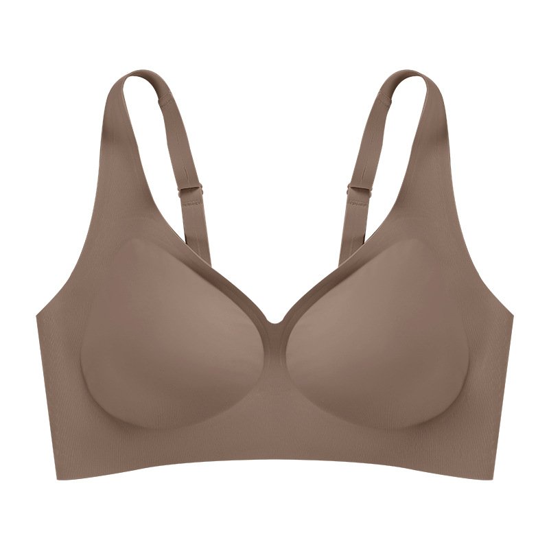 New Custom Logo morandi color women's seamless bra thin 3D Jelly strip ice silk Large size push up bra Wireless Bras For Women