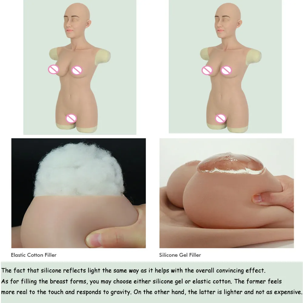 Real Women Touch Feeling silicone bodysuit breast forms with head face mask big boobs for sissy crossdresser transgender