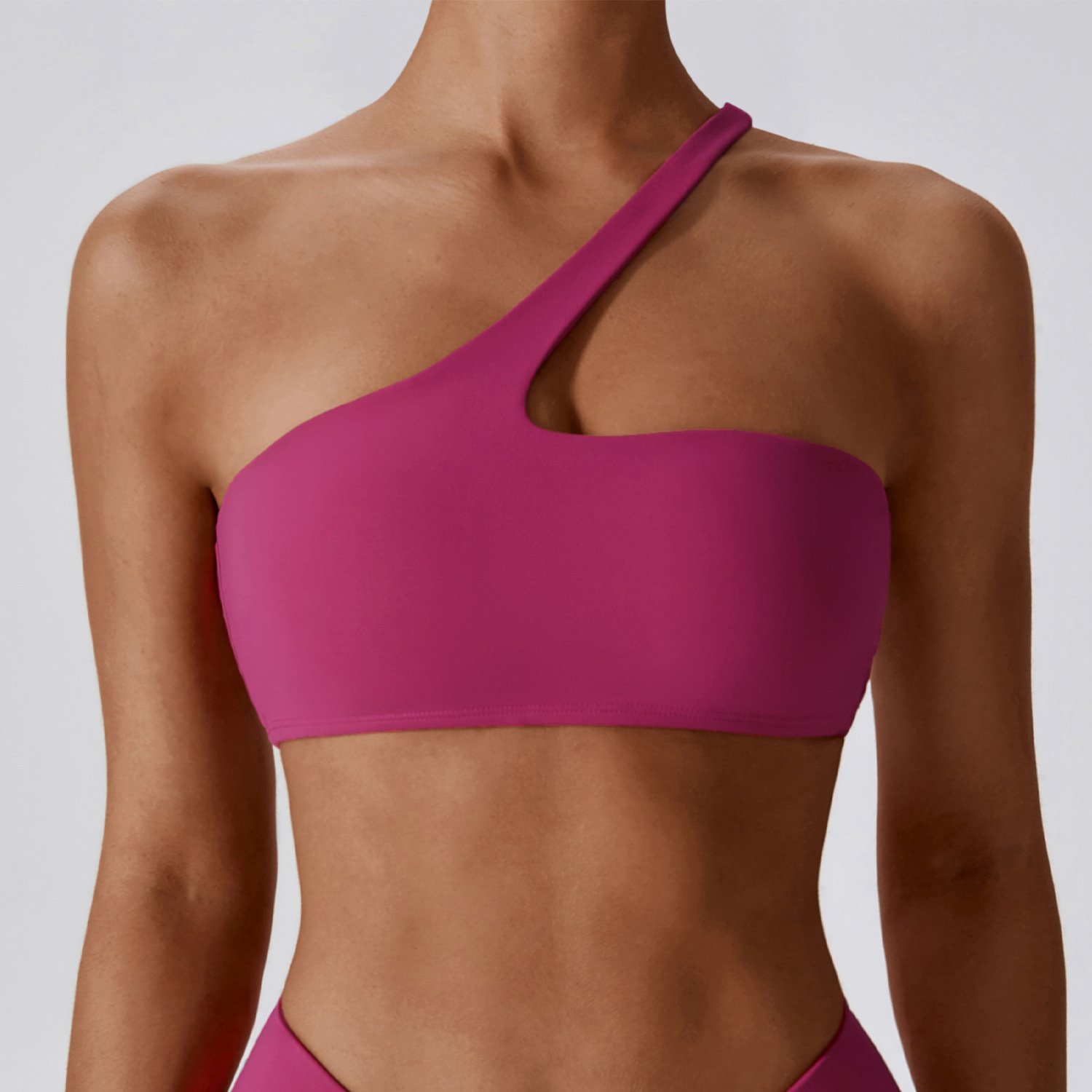 Customization Blank Women One Shoulder Yoga Top Workout Bra Gym Clothes One Shoulder Sports Bra