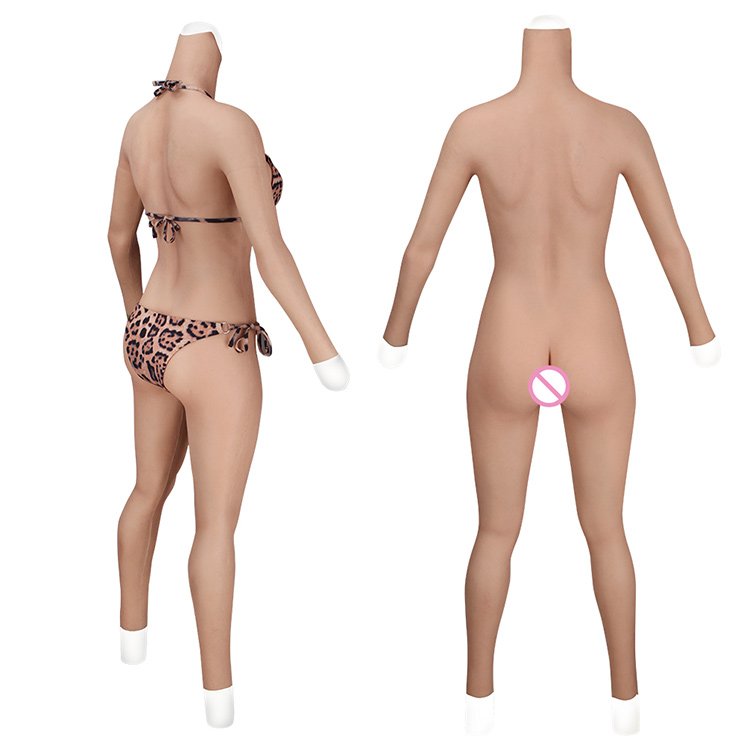 URCHOICE Cosplay costume silicone breast form Female fake boobs artificial pussy body suit with arm for Crossdresser Transgender