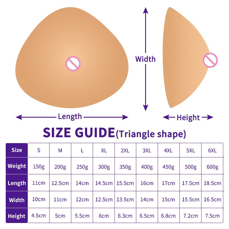 Mastectomy Silicone Breast Form Postoperative Triangle Shape Realistic Fake Boobs For Girls Woman
